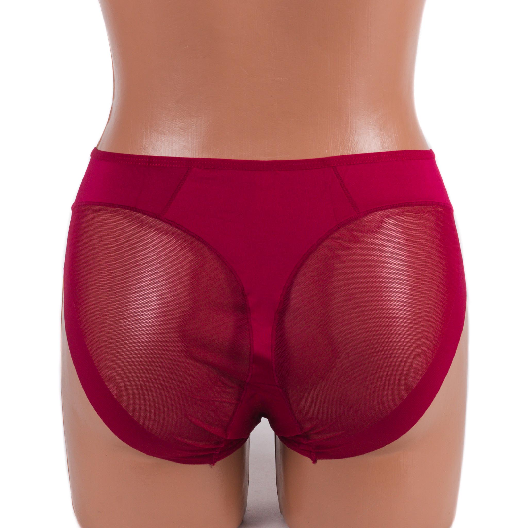 Жіночі коригуючі труси-стрінги мікрофібра з сіткою Lulola 865 бордові k3205-9